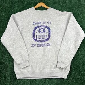VTG Hanes Sweatshirt Men's XL Gray Amherst College Class of '77 Reunion Raglan